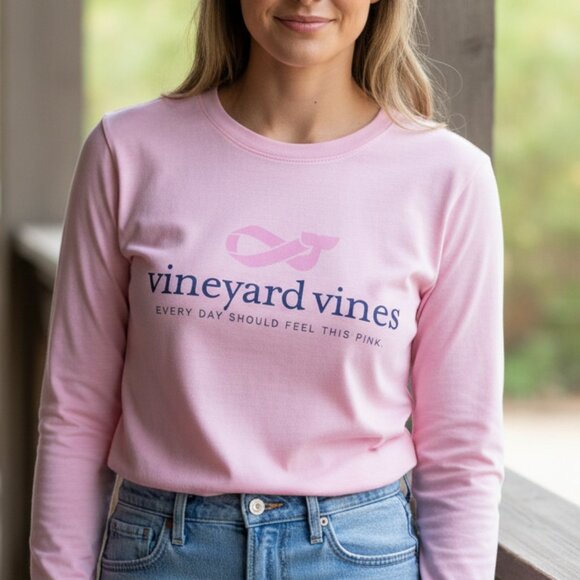 Vineyard Vines Performance Breast Cancer Awareness Tee | Light Pink | Large - Picture 2 of 10